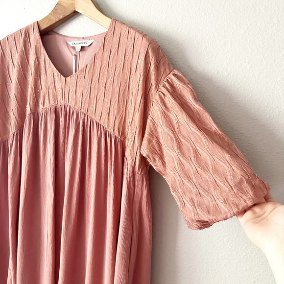 Davi & Dani Solid‎ V Neck Short Sleeve Dusty Rose Mini Dress Women's Size Small - Picture 2 of 14